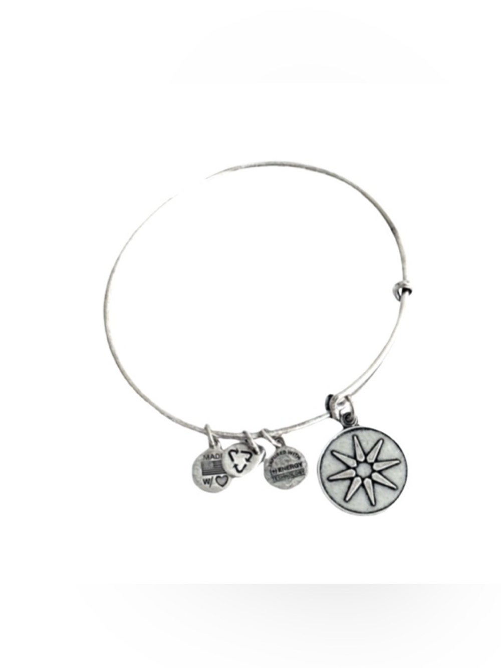 Alex and Ani Bangle Charm Bracelet Star of Venus Expandable Silver
